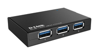 USB хъб D-Link DUB-1340/E със захранване, USB 3.0, Черен