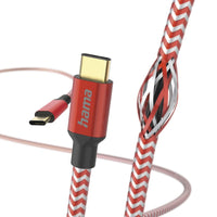 Кабел HAMA Reflective, USB-C мъжко - USB-C мъжко, 480 Mbps, 1.5 м., Червен