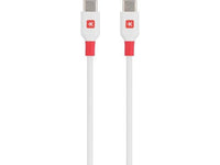 Кабел Skross, USB-C - USB-C мъжко, USB 2.0, 1.2м, Бял