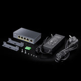 Суич Cudy FS1010P, 5 портов, 10/100/100, PoE+ Switch 60W, Uplink порт