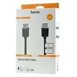 Кабел HAMA 200696, DisplayPort мъжко - DisplayPort мъжко, 1.5 m, Ultra-HD 4K, Двойно-екраниран, Черен