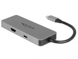 Докинг станция Delock 87743, USB-A, USN-C, HDMI, SD, Micro SD, PD, 4K, Подсветка, Сив