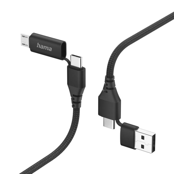 Кабел за зареждане HAMA 4 в 1, USB-C и USB-A - USB-C и Micro-USB, 1,5 м