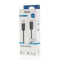 Кабел HAMA 200627, USB 3.0 A мъжко - USB 3.0 Micro B мъжко, 1.5 м, 5Gbit/s, Черен