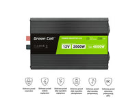 Инвертор PRO  GREEN CELL, 12/220V, DC/AC, 2000W/4000W, INVGCP2000LCD  LCD Чиста синусоида