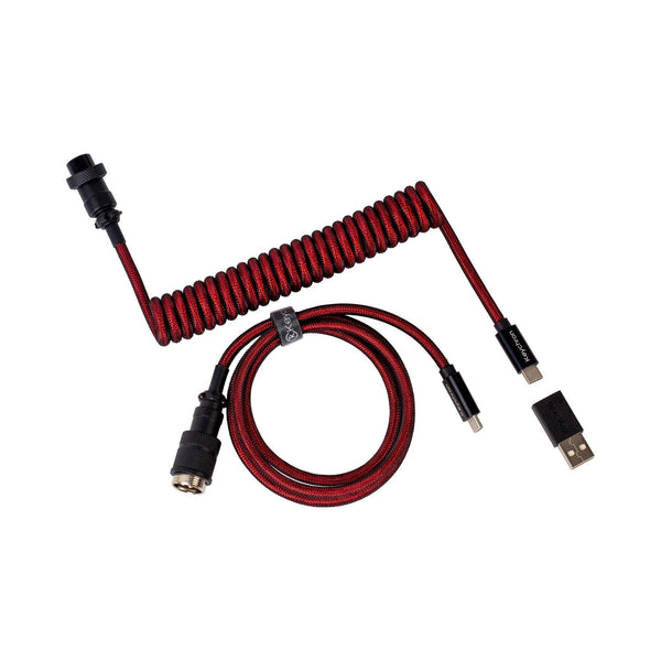 Кабел за клавиатура Keychron Premium Angled Red Coiled Aviator Custom USB Cable, USB-C - USB-C