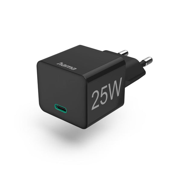 Мрежово зарядно HAMA Mini-Charger, Power Delivery (PD), Qualcomm 3.0, USB-C, 25W, Черен