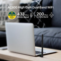 Безжичен адаптер TP-LINK Archer T2U PLUS, AC600, Dual band, USB, външна антена 5 dBi