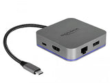 Докинг станция Delock 87742, USB-A, USN-C, HDMI, Gigabit LAN, PD, Подсветка, Сив