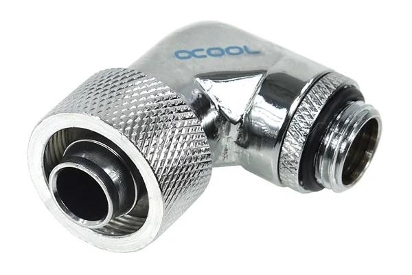 Компресионен фитинг Alphacool, 16/10 - G1/4, 90°, Въртящ се, Хром