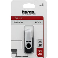 USB memory Hama Rotate, 64GB, USB 2.0, 10 MB / s, black