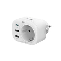 Мултипортов контакт HAMA, 4 гнезда, 1 x USB-C PD, 2 x USB-A, 20W, Бял