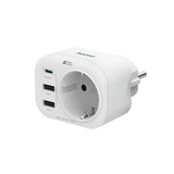 Мултипортов контакт HAMA, 4 гнезда, 1 x USB-C PD, 2 x USB-A, 20W, Бял