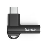 Адаптер Hama, USB-C – 3,5 mm жак, Aux, 90°, черен