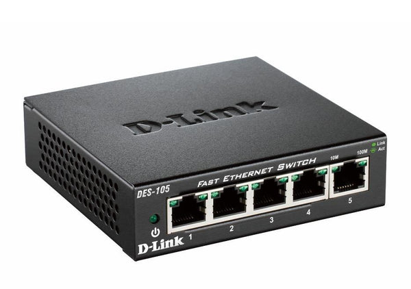 Switch D-Link DES-105 / E, 5 ports 10/100, metal housing