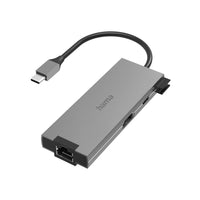 5-портов хъб USB-C HAMA Multiport, 2 x USB-A, 1 x USB-C, 1 x HDMI, 1х LAN, Сив