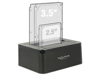 Външна докинг станция Delock 62661, за 2.5"/3.5" HDD/SSD, USB 3.0, Функция за клониране, Черен