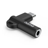 Адаптер Hama, USB-C – 3,5 mm жак, Aux, 90°, черен