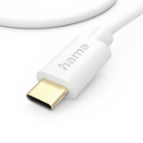 HAMA Кабел за зареждане/данни USB Type-C - USB Type-C, 1.0 m, бял