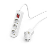 Разклонител HAMA Power strip, 3 гнезда, 1.4м, Допълнителен контакт, Бутон вкл/изкл, Бял