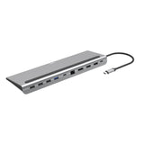 Докинг станция 10 в 1 HAMA Connect2Office Pro, USB-A, USB-C (PD), HDMI, DisplayPort, LAN/Ethernet, Сив