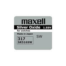 Бутонна батерия сребърна MAXELL SR-516 SW /317/  1.55V