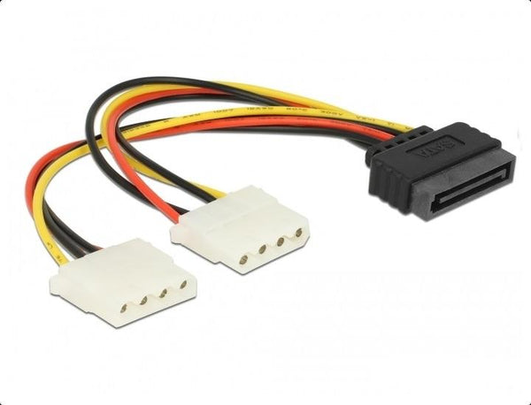 DeLock Power SATA cable 15pin to 2x 4pin Molex female, 20cm