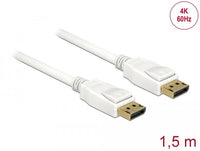 Кабел Delock DisplayPort 1.2 мъжко - DisplayPort мъжко, 1.5м, 4K 60 Hz, Бял