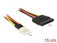 Кабел Delock Power Cable, SATA 15 pin receptacle - 4 pin floppy male, 15 см