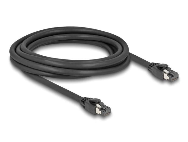 Мрежови кабел Delock, Cat.8.1 S/FTP, 3 m, Доo 40 Gbps, Черен
