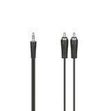 Аудио кабел HAMA, 3.5 mm жак мъжко - 2 x RCA мъжко, 5м, Черен